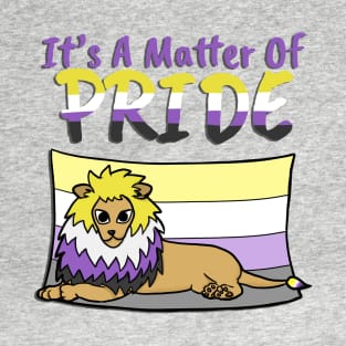 Nonbinary Pride Lion- With Text T-Shirt